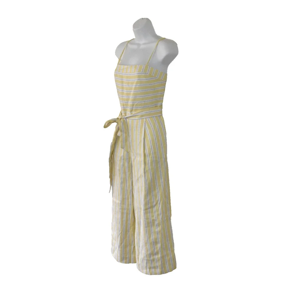 NWT BANANA REPUBLIC Linen/Cotton Blend Striped Wide Leg Jumpsuit Size 2 $149